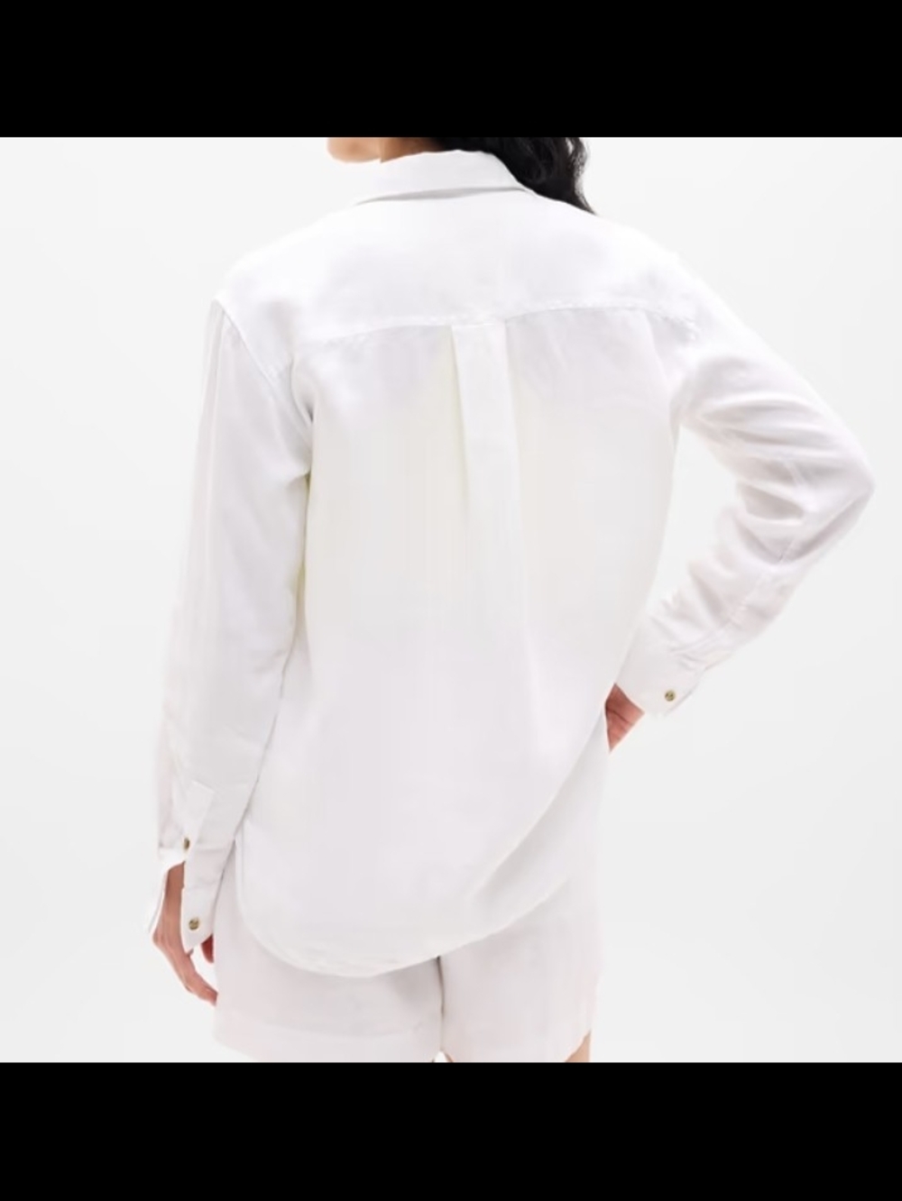 Athleta White Button-Down Relaxed Back-Pleat Shirt